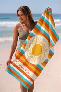 Valerine Life isme Kişiye Özel Renkli Güneşli Plaj Havuz Spa Sauna Spor Havlusu 70x140cm Pamuklu Yüksek Emicilik