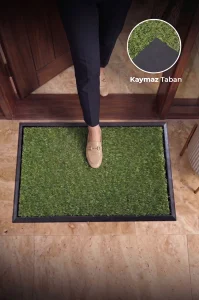 Valerine Life Suni Çim Halılı Havuzlu Ev Ofis işyeri iç Dış Kapı Önü Paspası 45x70cm Kir Tutucu