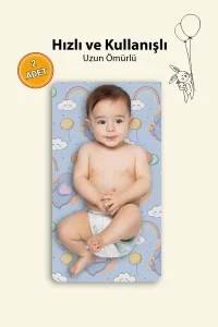 MAtGo Baby Gökkuşağı Bebek Alt Açma Matı Minderi Yıkanır Sıvı Geçirmez Bakım Pad Örtüsü 35x65cm 2 Adet