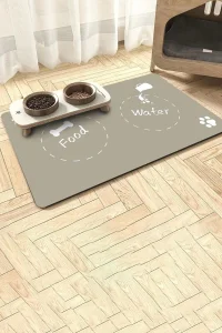 MAtGo Pati Food Water Krem Evcil Hayvan Beslenme Matı Kaymaz Sıvı Geçirmez Kedi Köpek Mama Paspası 50x70cm
