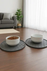 MatGo Pati Kedi Köpek Beslenme Mama Su Kabı Kaymaz Silikon Matlı Seramik Kaseli 500Ml Hacimli 2’li Set