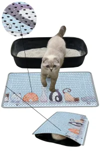 MatGo Pati Kedi Kumu Matı Çift Katlı Sıvı Geçirmez Kaymaz Elekli Yıkanabilir Kedi Tuvaleti Paspası 40x60cm