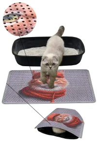 MatGo Pati Kedi Kumu Matı Çift Katlı Sıvı Geçirmez Kaymaz Elekli Yıkanabilir Kedi Tuvaleti Paspası 40x60cm