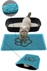 MatGo Pati Kedi Kumu Matı Çift Katlı Sıvı Geçirmez Kaymaz Elekli Yıkanabilir Kedi Tuvaleti Paspası 40x60cm