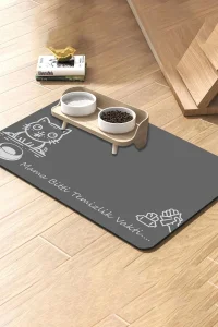 MAtGo Pati Temizlik Vakti Evcil Hayvan Beslenme Matı Kaymaz Sıvı Geçirmez Kedi Köpek Mama Paspası 50x70cm