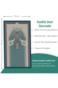 Ravabi Rug Araç İçi ve İşyeri İçin Deri Tabanlı Namazlık, Çantalı Hediyelik Seyahat Seccadesi 70x110cm 21RSD231020