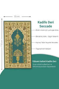 Ravabi Rug Araç İçi ve İşyeri İçin Deri Tabanlı Namazlık, Çantalı Hediyelik Seyahat Seccadesi 70x110cm 21RSD231021