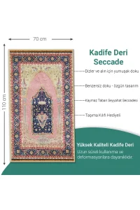 Ravabi Rug Araç İçi ve İşyeri İçin Deri Tabanlı Namazlık, Çantalı Hediyelik Seyahat Seccadesi 70x110cm 21RSD231016