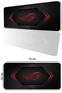 SonicTouch Asus ROG Republic OF Gamers Kırmızı Kaymaz Gaming Oyuncu Masaüstü Dikişsiz Klavye Mouse Pad 32x70Cm