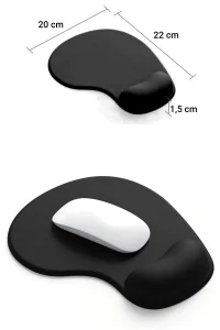 SonicTouch Bilek Destekli Siyah Damla Tipi Pürüzsüz Yüzey Dikişsiz Gamer Oyuncu Mouse Pad 20x22cm
