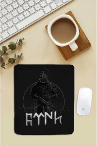 SonicTouch Bilek Destekli Savaşçı Türk Siyah Dikdörtgen Pürüzsüz Yüzey Dikişsiz Mouse Pad 18x22cm