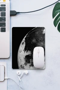 SonicTouch Ayın Karanlık Yüzü Siyah Pürüzsüz Yüzey Kaymaz Taban Dikişsiz Kenar Gamer Oyuncu Mouse Pad 19x23cm
