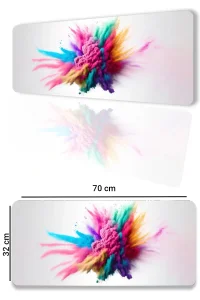 SonicTouch Duman Smoke Kaymaz Gaming Oyuncu Masaüstü Dikişsiz Yeşil Pembe Sarı Klavye Mouse Pad 32x70Cm