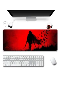 SonicTouch Crimson Siren Vampir Kadın Kırmızı Gamer Oyuncu Dikişsiz Sıvı Geçirmez Klavye Mouse Pad 32x70Cm