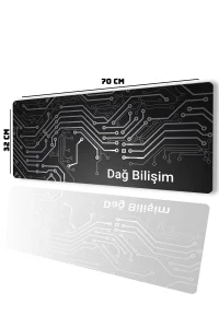 SonicTouch Gri Devre Kişiye Firmaya Özel Promosyon Sıvı Geçirmez Masa Üstü Klavye Mouse Pad 32x70Cm