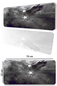 SonicTouch Kara Kartal Siyah Beyaz Yıldız Kaymaz Gaming Oyuncu Masaüstü Dikişsiz Klavye Mouse Pad 32x70Cm