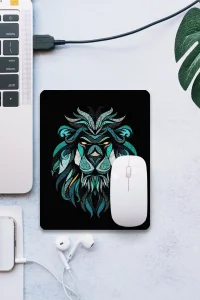 SonicTouch Mozaik Aslan Yeşil Pürüzsüz Yüzey Kaymaz Taban Dikişsiz Kenar Gamer Oyuncu Mouse Pad 19x23cm