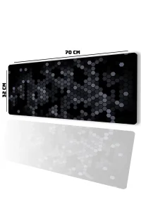 SonicTouch Siyah Gri Petek Desenli Gamer Oyuncu Dikişsiz Sıvı Geçirmez Klavye Mouse Pad 32x70Cm