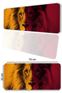 SonicTouch Sarı Kırmızı Aslan Temalı Kaymaz Gaming Oyuncu Masaüstü Dikişsiz Klavye Mouse Pad 32x70Cm