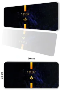 SonicTouch Sarı Lacivert 1907 Gamer Gaming Oyuncu Masaüstü Dikişsiz Kaymaz Klavye Mouse Pad 32x70Cm