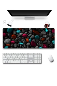 SonicTouch Renkli Çakıl Taşları Gamer Oyuncu Dikişsiz Sıvı Geçirmez Klavye Mouse Pad 32x70Cm
