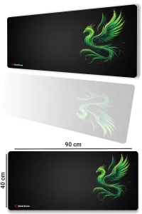 SonicTouch UltraGrand Siyah Neon Yeşili Anka Kuşu Dikişsiz Xxl Gaming Oyuncu Masaüstü Klavye Mouse Pad 40x90Cm