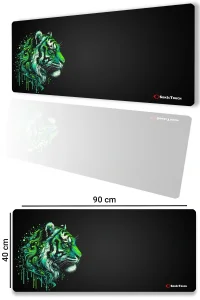 SonicTouch UltraGrand Siyah ve Neon Yeşili Kaplan Dikişsiz Xxl Gaming Oyuncu Masaüstü Klavye Mouse Pad 40x90Cm