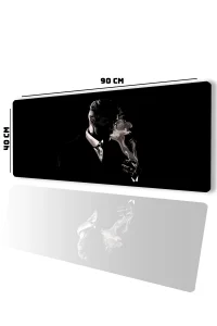 SonicTouch UltraGrand Tommy Shelby Sigara Dumanı Peaky Blinders Dikişsiz Xxl Gaming Oyuncu Masaüstü Klavye Mouse Pad 40x90Cm