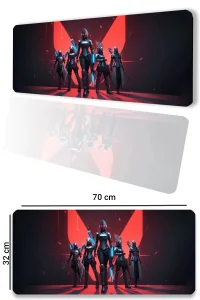 SonicTouch V-Team Kaymaz Gaming Oyuncu Masaüstü Dikişsiz Kırmızı Siyah Klavye Mouse Pad 32x70Cm