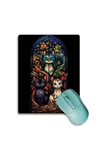 SonicTouch Vitray Chibi Kedileri Kaydırmaz Gaming Oyuncu Dikişsiz Siyah Mor Mouse Pad17x21cm