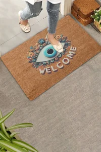 Valerine Life Aman Göz Değmesin Nazar Boncuğu Welcome Kapı Önü Paspası 45x70cm