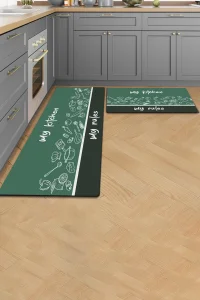 Valerine Life Benim Mutfağım Benim Kurallarım Mutfak Matı Halısı Yıkanır Kaymaz Taban Tezgah Önü Paspası İkili Set