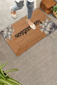 Valerine Life Beyaz Çuha Çiçekleri Hoş Geldiniz Kapı Önü Paspası 45x70cm