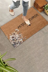 Valerine Life Beyaz Petunyalar Hoş Geldiniz Kapı Önü Paspası 45x70cm