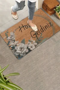 Valerine Life Beyaz Su Zambağı Hoş Geldiniz Kapı Önü Paspası 45x70cm