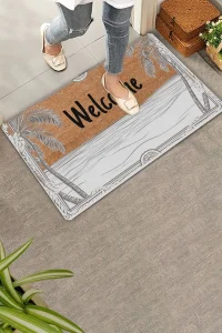 Valerine Life Deniz ve Palmiye Manzaralı Welcome Kapı Önü Paspası 45x70cm