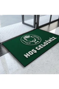 Valerine Life Erkek Kuaförü Yeşil Renk Berber Hoş Geldiniz Kapı Önü Paspası 45x70cm