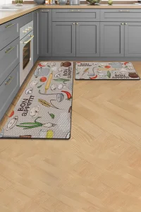 Valerine Life Bon Appetit Afiyet Olsun Mutfak Matı Halısı Yıkanır Kaymaz Taban Tezgah Önü Paspası İkili Set