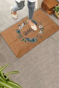 Valerine Life İhtişamlı Tavus Kuşu Welcome Kapı Önü Paspası 45x70cm