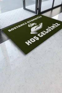 Valerine Life İsme Kişiye Firmaya Özel Galerici Otomotiv Oto Showroom Yeşil Hoş Geldiniz Kapı Önü Paspası 45x70cm