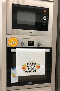 Valerine Life Bu Anın Tadını Çıkar Mutfak Kurulama Fırın Beyaz El Havlusu %100 Pamuklu 35x50cm 2 Adet