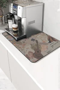 Valerine Life Kahve Makinesi Matı Sıvı Geçirmez Kaymaz Yıkanır Çaycı Çay Espresso Makinesi Pad 35x45cm 27KHD241229