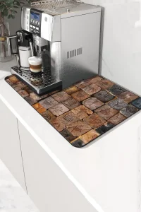 Valerine Life Kahve Makinesi Matı Sıvı Geçirmez Kaymaz Yıkanır Çaycı Çay Espresso Makinesi Pad 35x45cm 27KHD250203