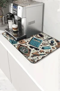 Valerine Life Kahve Makinesi Matı Su Geçirmez Kaymaz Yıkanabilir Çaycı, Çay Espresso Makinesi Pad 35x45cm 27KHD240108