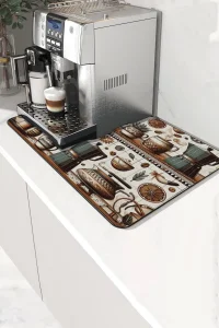 Valerine Life Kahve Makinesi Matı Su Geçirmez Kaymaz Yıkanabilir Çaycı, Çay Espresso Makinesi Pad 35x45cm 27KHD240105