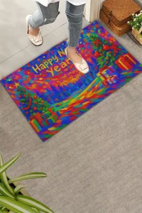 Valerine Life Happy New Year Mutlu Yıllar Welcome Hoş Geldiniz Kapı Önü Paspası 45x70cm