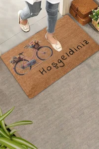 Valerine Life Meyve Sepetleri ve Bisiklet Hoş Geldiniz Kapı Önü Paspası 45x70cm