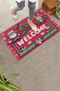 Valerine Life Noel Baba ve Çınar Yaprağı Welcome Kapı Önü Paspası 45x70cm