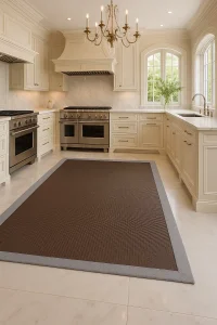 Valerine Life Örgü Vinil Mutfak Zemin Döşeme Matı Vinyl Kitchen Floor Mat Krem Mutfak Halısı Yolluk 100x150cm