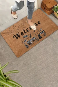 Valerine Life Orkestra Aletleri Temalı Welcome Kapı Önü Paspası 45x70cm